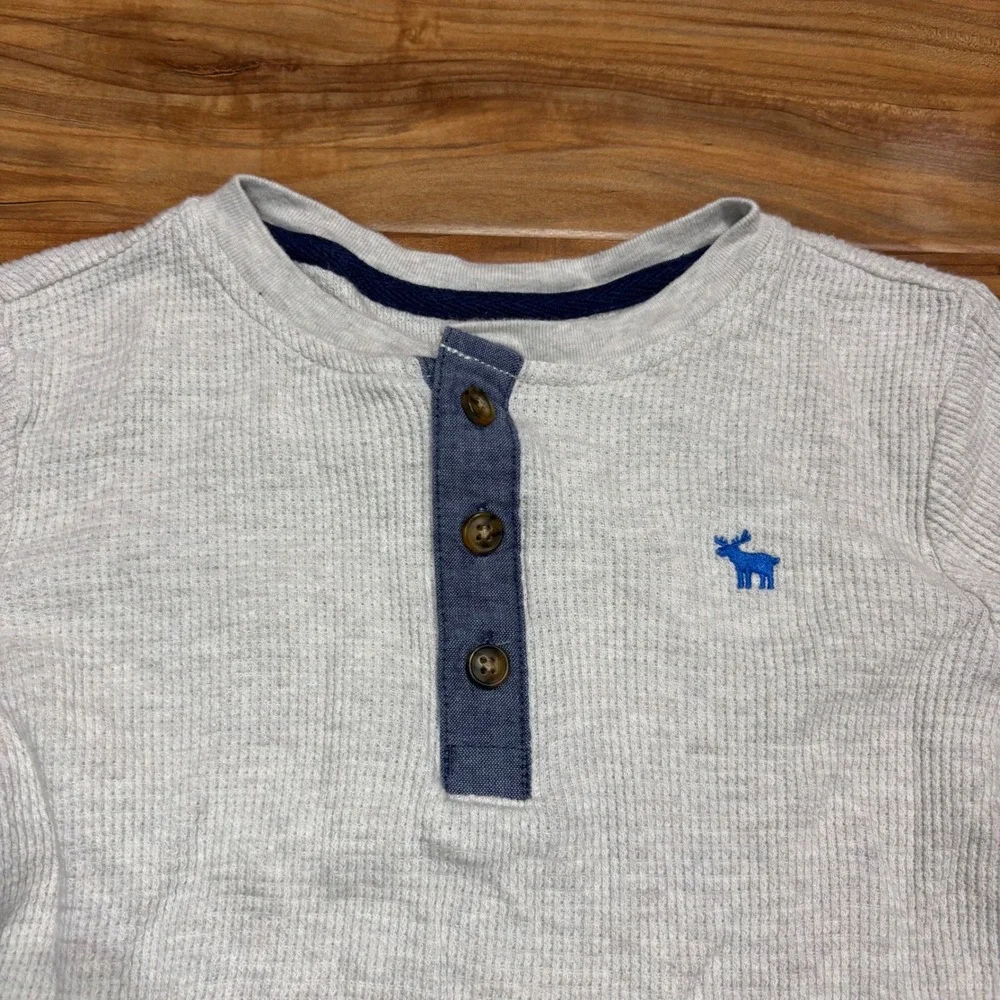 Carter's Henley Cream Shirt Long Sleeve Thermal Top Moose Kids Size 6‎